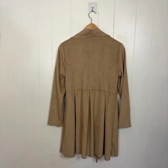 Anthropologie Luii Faux Suede Draped Blazer Jacket Beige Tan Size Small Office - Picture 4 of 9